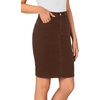image:imageLYANER Womens Stretch High Waist Denim SkirtReddish Brown