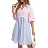 image:imageLYANER Womens Striped Color Block Shirt DressPink
