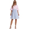 image:imageLYANER Womens Striped Color Block Shirt DressPink