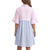 image:imageLYANER Womens Striped Color Block Shirt DressPink