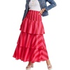 image:imageLYANER Womens Striped Smocked Tiered Long SkirtRose