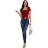 image:imageLYANER Womens Tie Front Button Down Crop TopsLight Wine Red