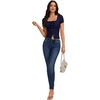 image:imageLYANER Womens Tie Front Button Down Crop TopsNavy Blue
