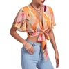 image:imageLYANER Womens Tie Front Sexy Crop TopsAbstract Print