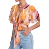 image:imageLYANER Womens Tie Front Sexy Crop TopsAbstract Print