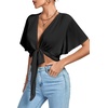 image:imageLYANER Womens Tie Front Sexy Crop TopsBlack