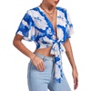 image:imageLYANER Womens Tie Front Sexy Crop TopsBlue Tie Dye