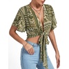 image:imageLYANER Womens Tie Front Sexy Crop TopsBohemian Green