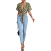 image:imageLYANER Womens Tie Front Sexy Crop TopsBohemian Green