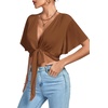 image:imageLYANER Womens Tie Front Sexy Crop TopsBrown