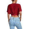 image:imageLYANER Womens Tie Front Sexy Crop TopsBurgundy
