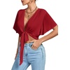 image:imageLYANER Womens Tie Front Sexy Crop TopsBurgundy