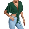 image:imageLYANER Womens Tie Front Sexy Crop TopsDark Green