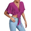 image:imageLYANER Womens Tie Front Sexy Crop TopsDark Purple