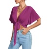 image:imageLYANER Womens Tie Front Sexy Crop TopsDark Purple