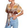 image:imageLYANER Womens Tie Front Sexy Crop TopsGeometric Beige