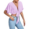 image:imageLYANER Womens Tie Front Sexy Crop TopsLight Purple