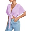 image:imageLYANER Womens Tie Front Sexy Crop TopsLight Purple