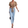 image:imageLYANER Womens Tie Front Sexy Crop TopsMulti Stripe