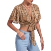 image:imageLYANER Womens Tie Front Sexy Crop TopsMulti Stripe