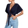 image:imageLYANER Womens Tie Front Sexy Crop TopsNavy Blue