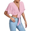 image:imageLYANER Womens Tie Front Sexy Crop TopsPink