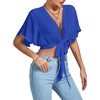 image:imageLYANER Womens Tie Front Sexy Crop TopsRoyal Blue