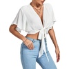 image:imageLYANER Womens Tie Front Sexy Crop TopsSolid White