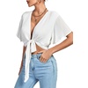 image:imageLYANER Womens Tie Front Sexy Crop TopsSolid White
