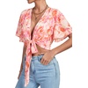 image:imageLYANER Womens Tie Front Sexy Crop TopsTie Dye Floral Purple