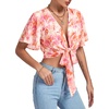 image:imageLYANER Womens Tie Front Sexy Crop TopsTie Dye Floral Purple