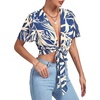 image:imageLYANER Womens Tie Front Sexy Crop TopsTropical Dark Blue