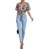 image:imageLYANER Womens Tie Front Sexy Crop TopsTropical Multicolored