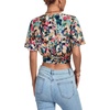 image:imageLYANER Womens Tie Front Sexy Crop TopsTropical Multicolored