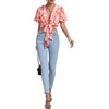 image:imageLYANER Womens Tie Front Sexy Crop TopsWhite Pink Floral
