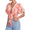 image:imageLYANER Womens Tie Front Sexy Crop TopsWhite Pink Floral