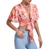image:imageLYANER Womens Tie Front Sexy Crop TopsWhite Pink Floral