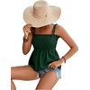 image:imageLYANER Womens Tie Shoulder Cute Cami BlouseDark Green