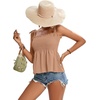 image:imageLYANER Womens Tie Shoulder Cute Cami BlouseDark Khaki