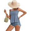 image:imageLYANER Womens Tie Shoulder Cute Cami BlouseHaze Blue