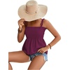 image:imageLYANER Womens Tie Shoulder Cute Cami BlousePure Purple