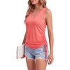 image:imageLYANER Womens V Neck Sleeveless Side Ruched Drawstring Tie Dressy Casual Tank Top ShirtsPink