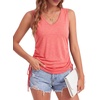 image:imageLYANER Womens V Neck Sleeveless Side Ruched Drawstring Tie Dressy Casual Tank Top ShirtsPink