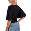 image:imageLYANER Womens Wrap V Neck Dressy Casual TopsBlack