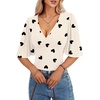image:imageLYANER Womens Wrap V Neck Dressy Casual TopsDark Gray Heart