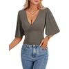 image:imageLYANER Womens Wrap V Neck Dressy Casual TopsDeep Gray
