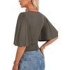 image:imageLYANER Womens Wrap V Neck Dressy Casual TopsDeep Gray
