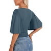 image:imageLYANER Womens Wrap V Neck Dressy Casual TopsDenim Blue