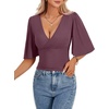 image:imageLYANER Womens Wrap V Neck Dressy Casual TopsDusty Purple