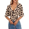 image:imageLYANER Womens Wrap V Neck Dressy Casual TopsHeart Shaped Leopard